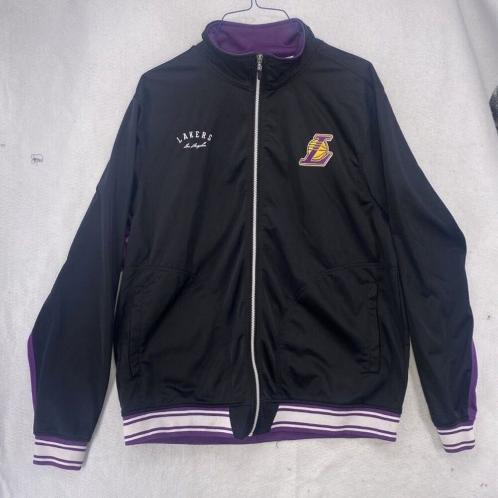 Zipway LA Lakers Track Jacket Mens XXL 2XL Black Purple NBA Basketball Warm Up